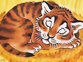 Тигрёнок на подсолнухе