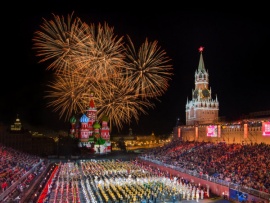 Спасская башня. Военные оркестры на Красной площади-2025