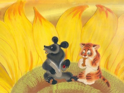 Тигренок на подсолнухе